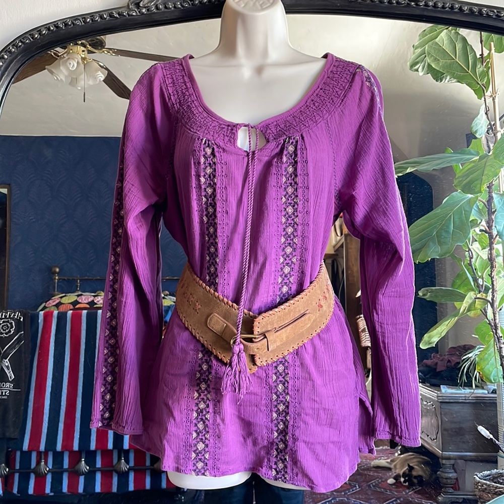 Boho purple tunic/ blouse. M